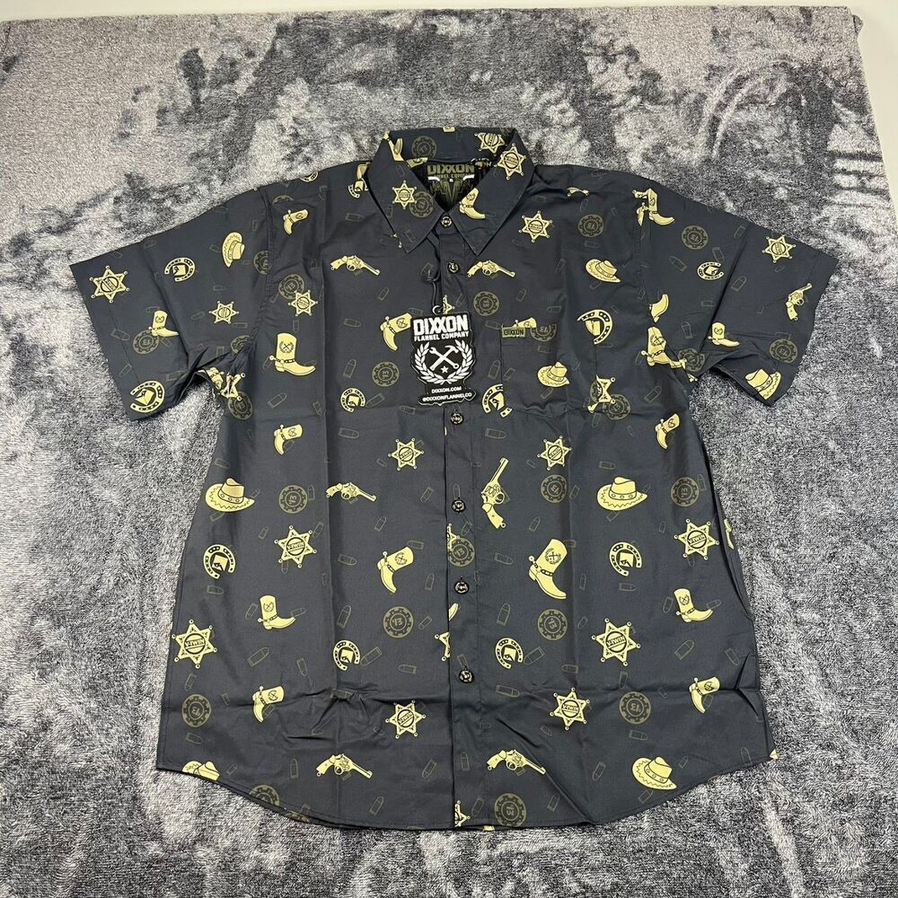 Dixxon Flannel Co 1876 Western Button Up Short Sleeve Black Men's XL NWT